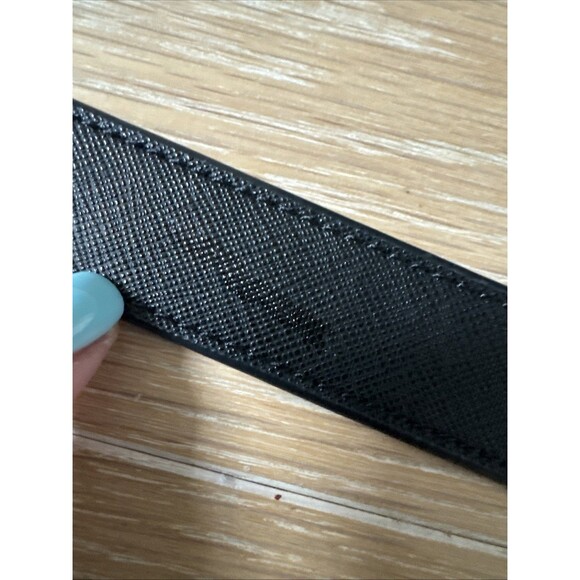 Tory Burch Size M Reversible Black Tan Saffiano Leather Belt Black Logo Buckle - Picture 12 of 14
